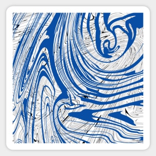 Dark Blue and Black Fluid Art Abstract Digital Painting, made by EndlessEmporium Sticker